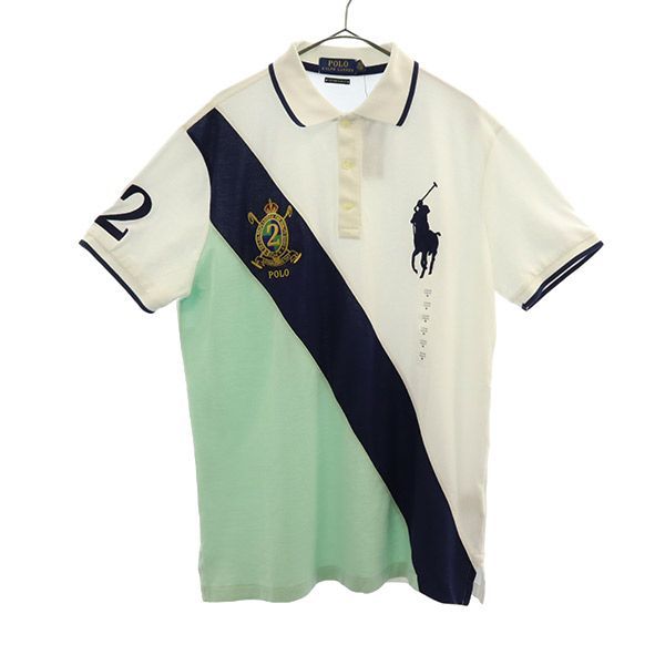 未使用 ポロラルフローレン ビッグポニー 切替 半袖 ポロシャツ M ホワイト系 POLO RALPH LAUREN カスタムスリムフィット メンズ  【中古】 【230825】 - ブランド通販サイト