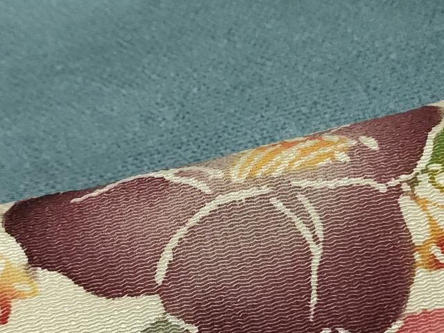 平和屋着物○九寸名古屋帯 型染め 花丸文 鬼しぼ縮緬 正絹 逸品