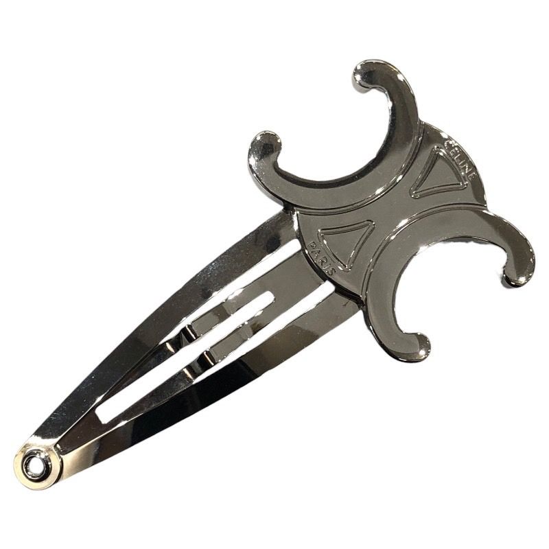 セリーヌ CELINE トリオンフスナップ ヘアクリップ シルバー メタル