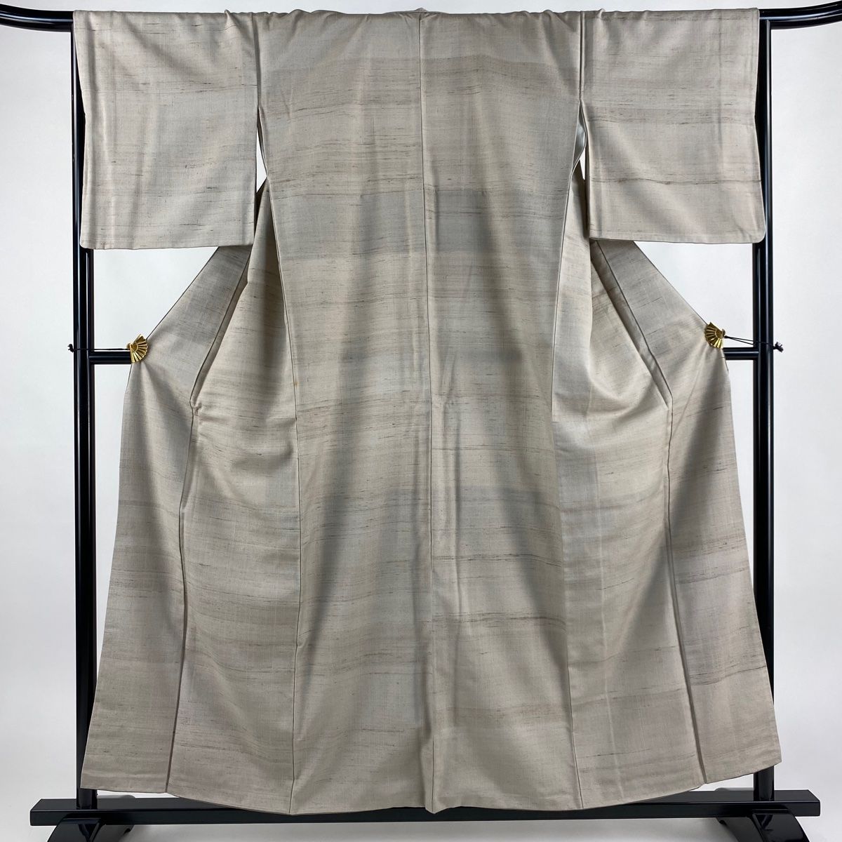 紬 身丈156.5cm 裄丈66.5cm M 袷 灰茶 正絹