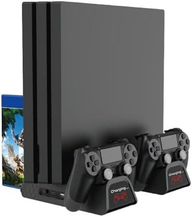navor 多機能垂直冷却スタンド PS4| PS4 Slim| PS4 Proに対応 PS4コントローラー充電器 12個のゲームストレージ付き