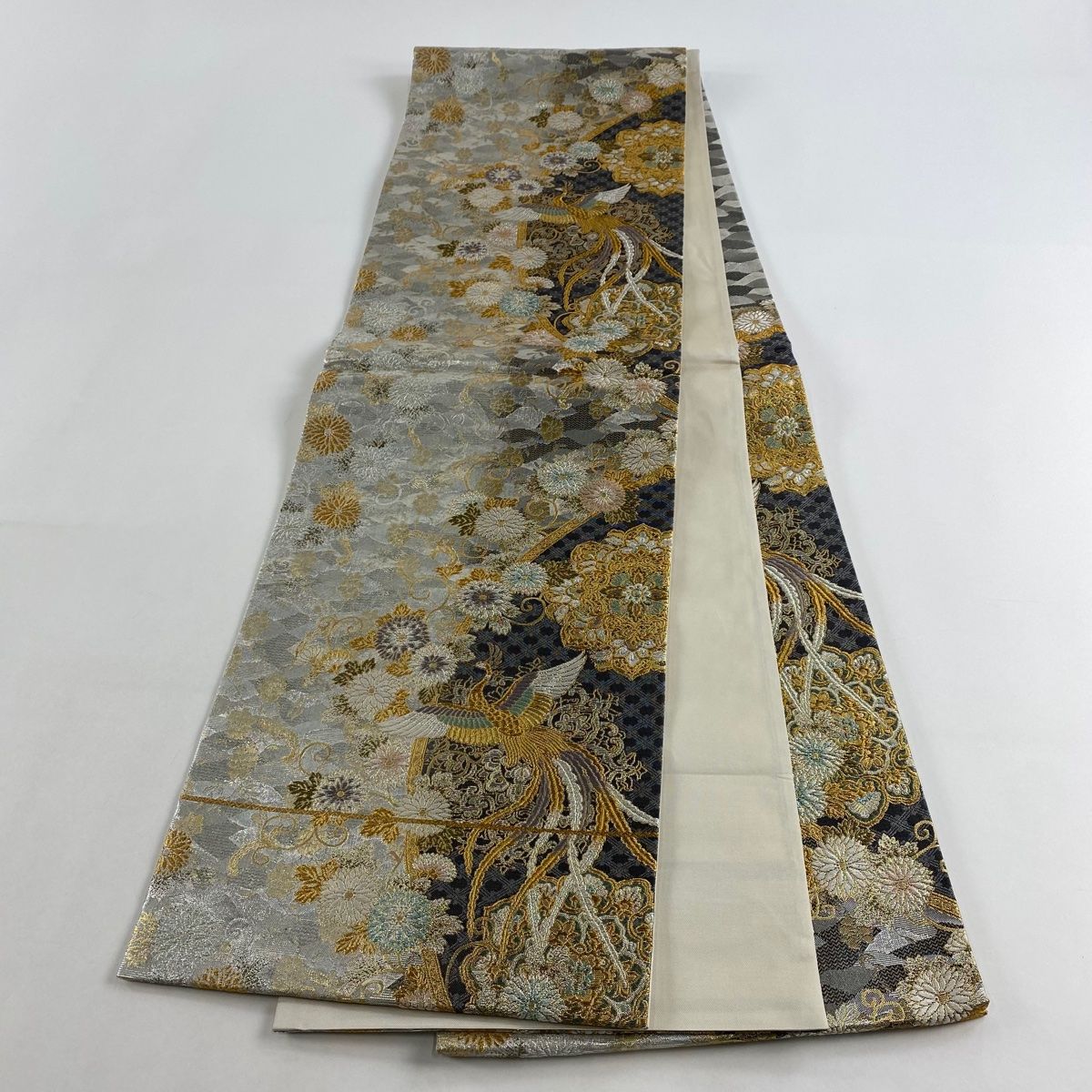 table runner 立涌華唐草 帯リメイク 袋帯 美品 秀品 証紙あり 華文