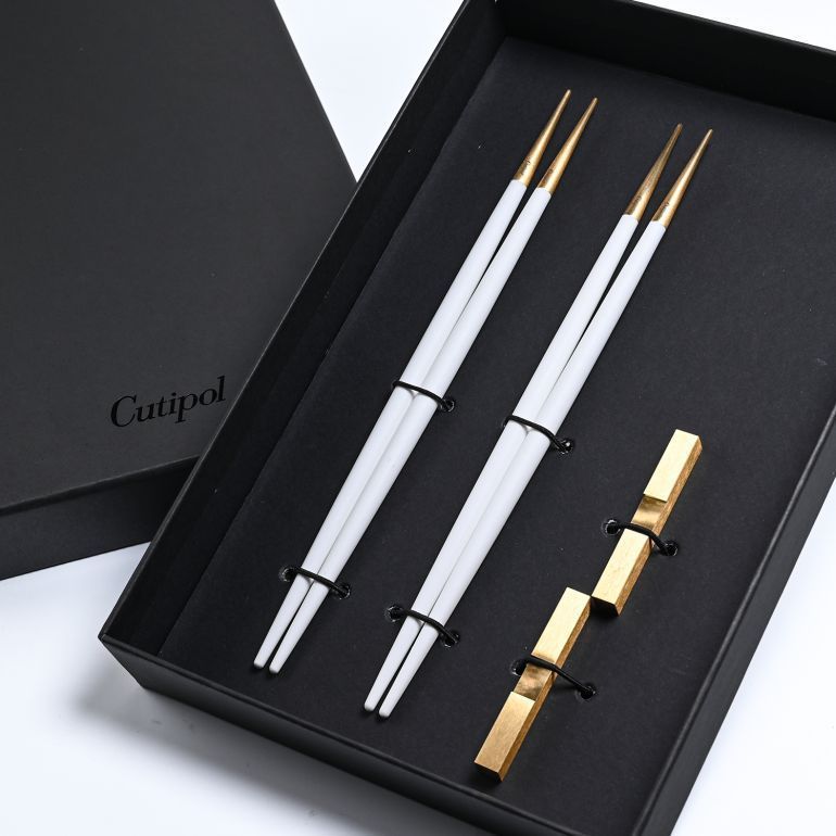 クチポール GOA ゴア ホワイト ゴールド 2膳セット 箸 箸置き 夫婦箸 チョップスティック 22 cm 洋食器