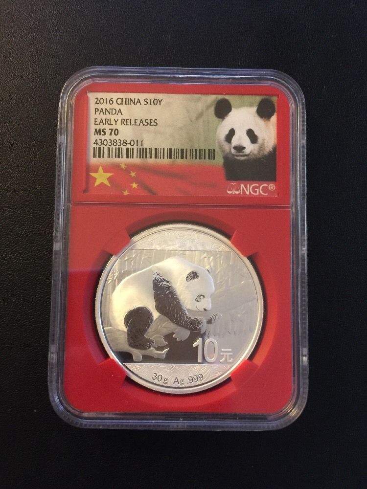 2016 China Silver Panda 30 g 10 Yuan - NGC MS70 Early Releases Red Ce H er