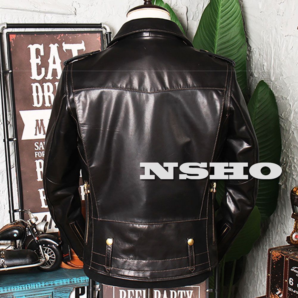 馬革　イタリアンオイルワックスレザーのホースハイドアニリン仕上げ　ライダース ☆高級 馬革 ホースハイド 50's J-24タイプ ダブルライダース メンズ