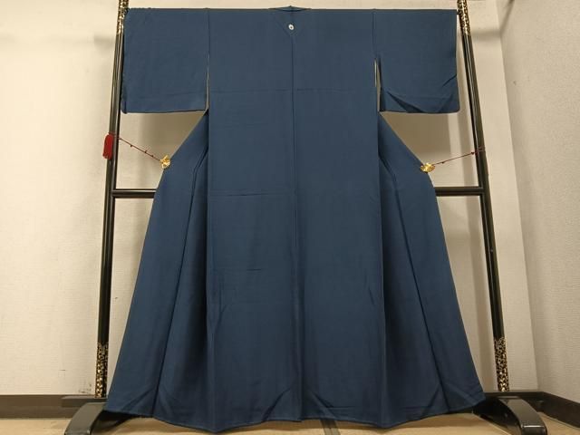 平和屋着物●上質な色無地 藍鉄色 正絹 AABC2552ph