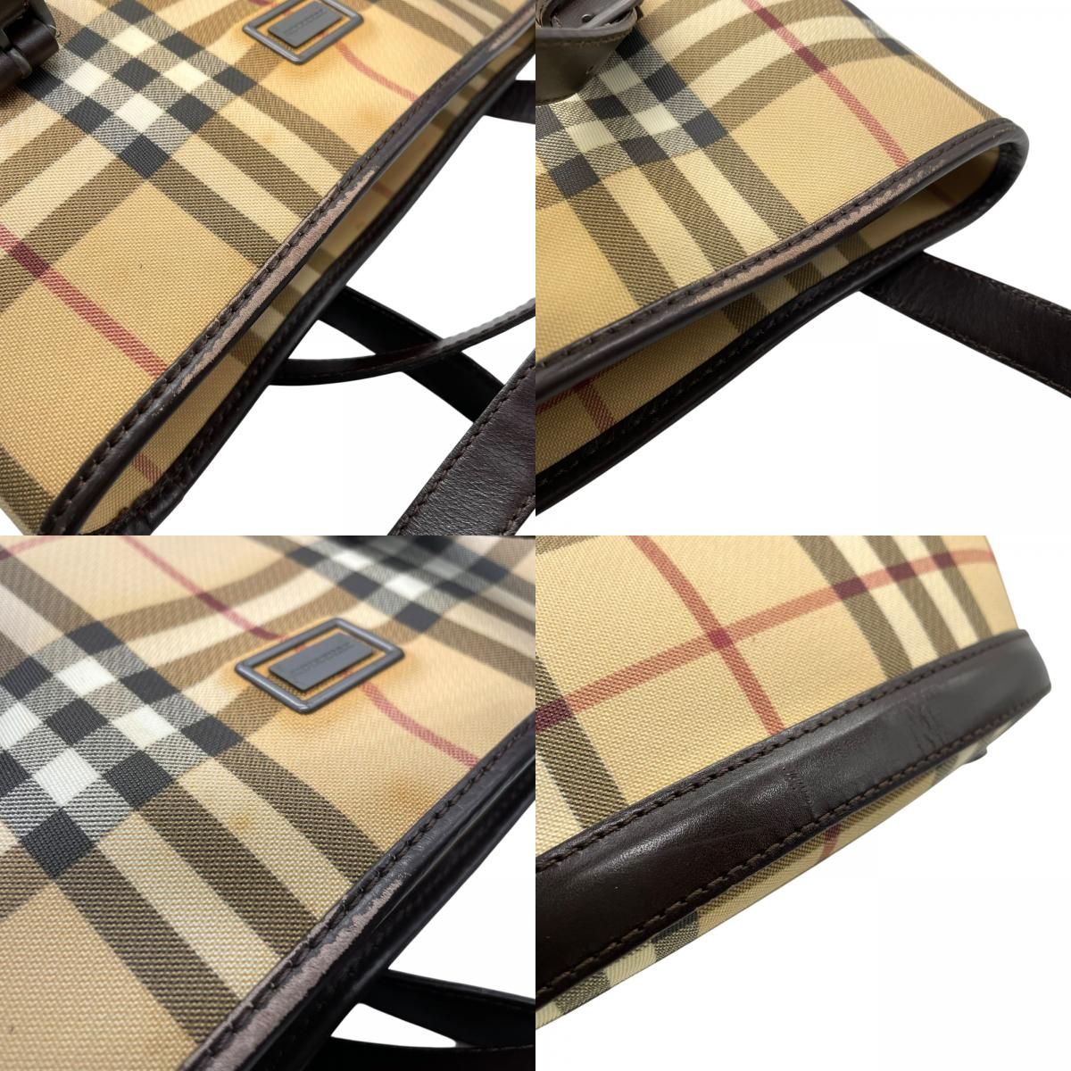 美品 バーバリー ショルダーバッグ ノバチェック PVC ブラウン 美品 BURBERRY バーバリー ノバチェック シャドーホース ワン