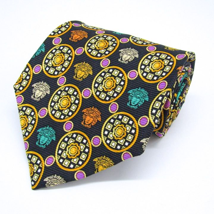 ジャンニ・ヴェルサーチ ブランド ネクタイ メデューサ柄 シルク イタリア製 PO メンズ ブラック Gianni Versace 【中古】