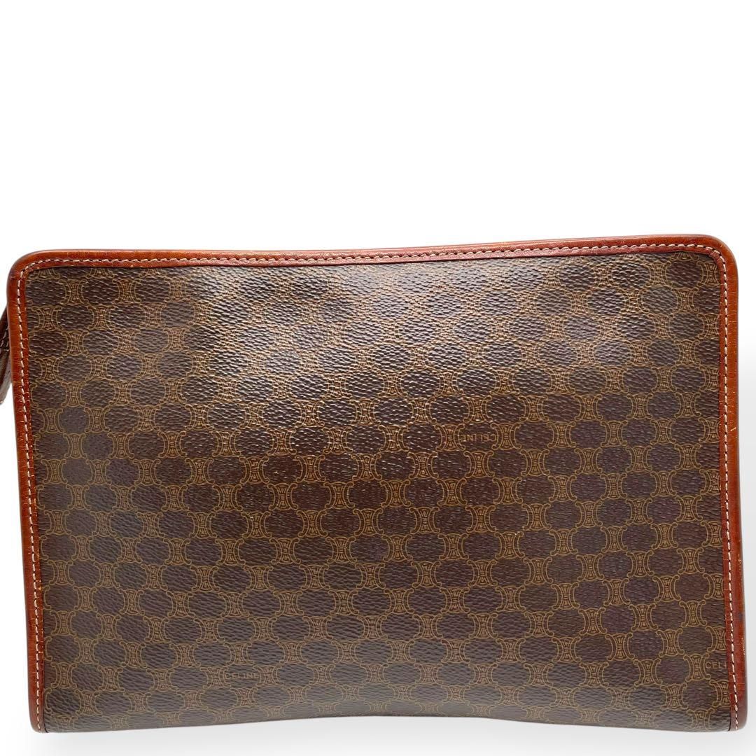 美品　CELINE セカンドバッグ　ブラウン　マカダム　ガンチーニ金具　男女兼用 美品 CELINE セカンドバッグ ブラウン マカダム ガンチーニ金具