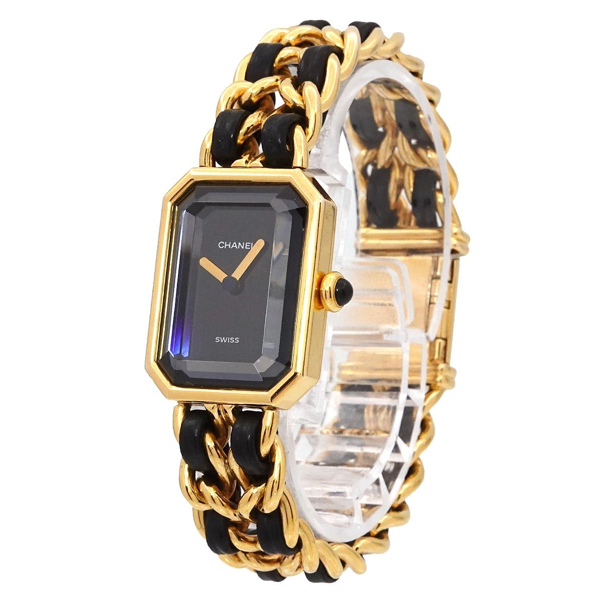 シャネル CHANEL プルミエール Mサイズ H0001 ヴィンテージ レディース 腕時計 ブラック ゴールド ウォッチ Premiere 90297167