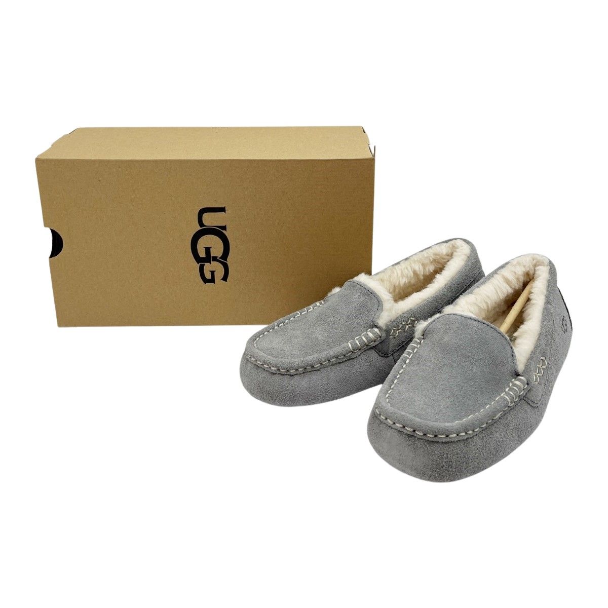 【美品】UGG アグ モカシン ダコタ ムートン リボン 黒 24.0cm ファーシューズ パンプス 靴 ムートン レディース フラット