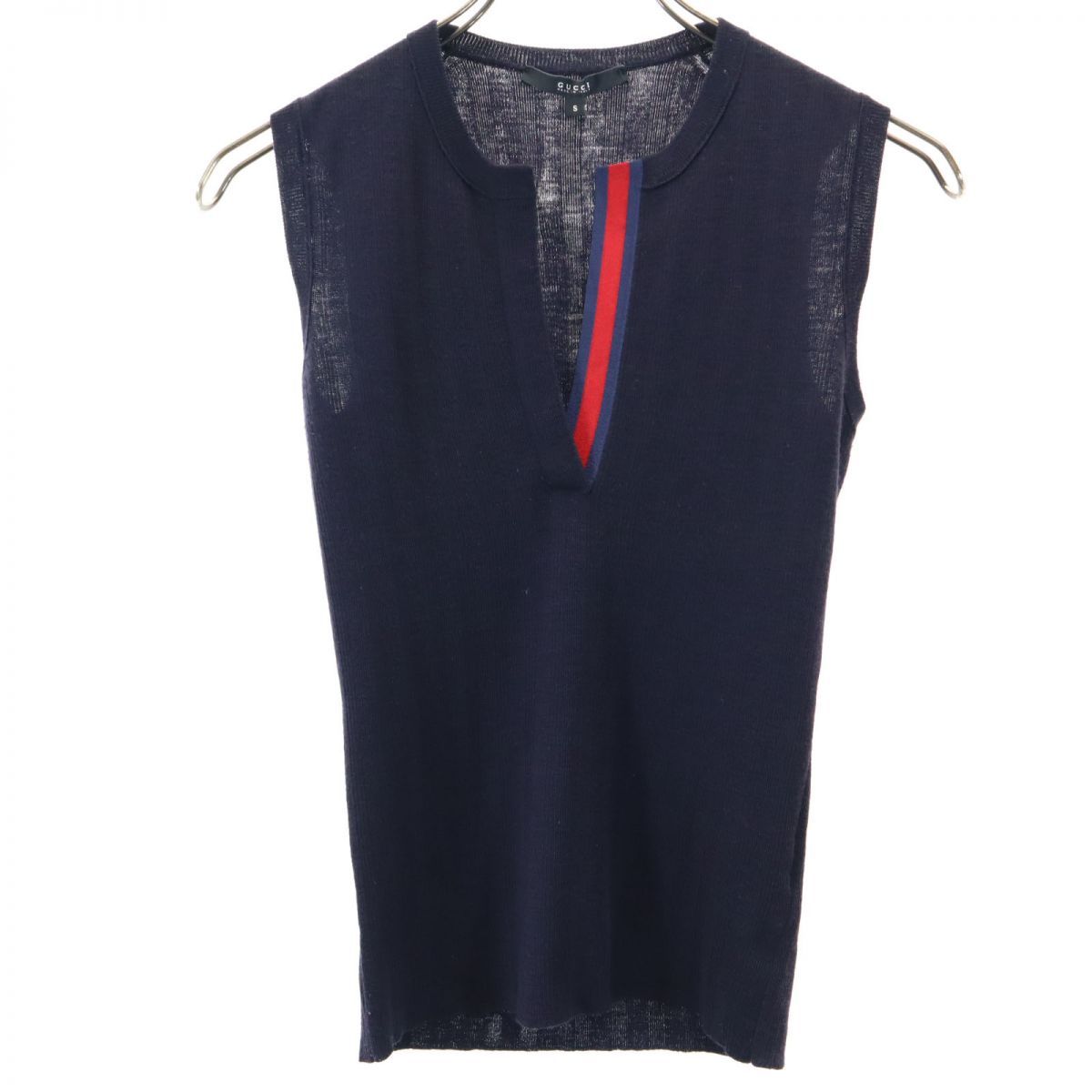グッチ イタリア製 ウール ベスト S ネイビー GUCCI レディース グッチ イタリア製 ウール ベスト S ネイビー GUCCI レディース 古着