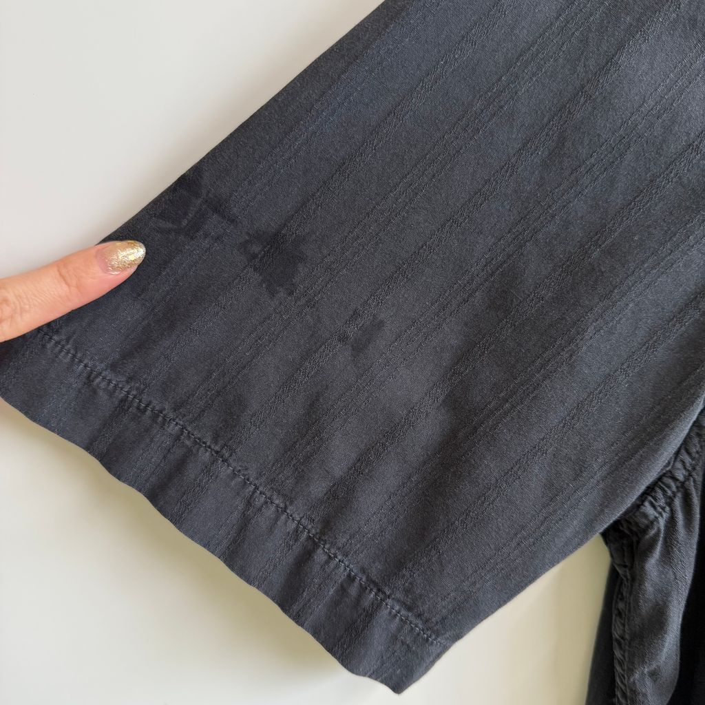 LEVI&rsquo;S リーバイス ウエスタンシャツ コットンシャツ ストライプ ポケット付き 半袖シャツ スナップボタン 黒 ブラック XLサイズ No.G042