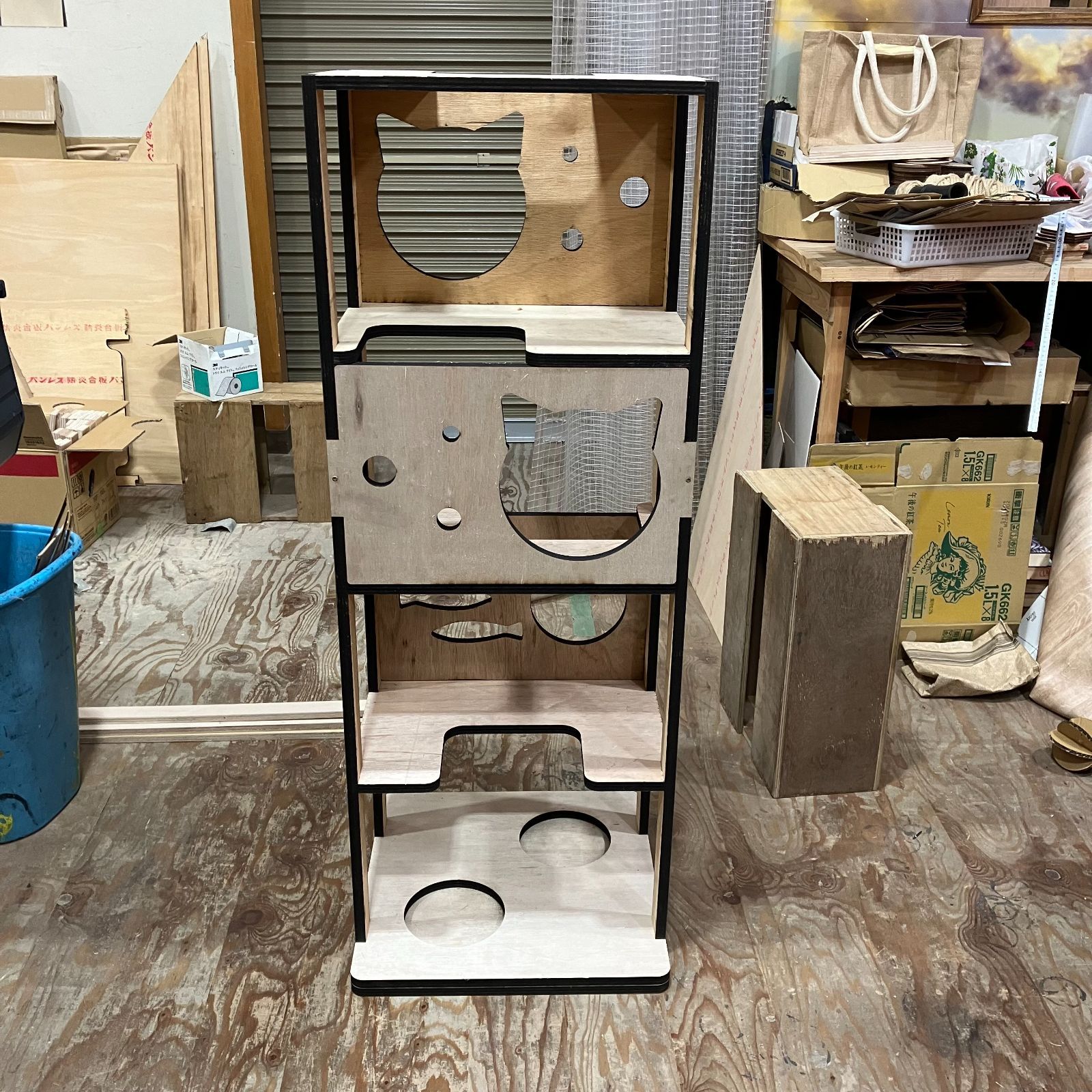 キャットタワー DIY ハンドメイド 小屋 木製 物置 キャット