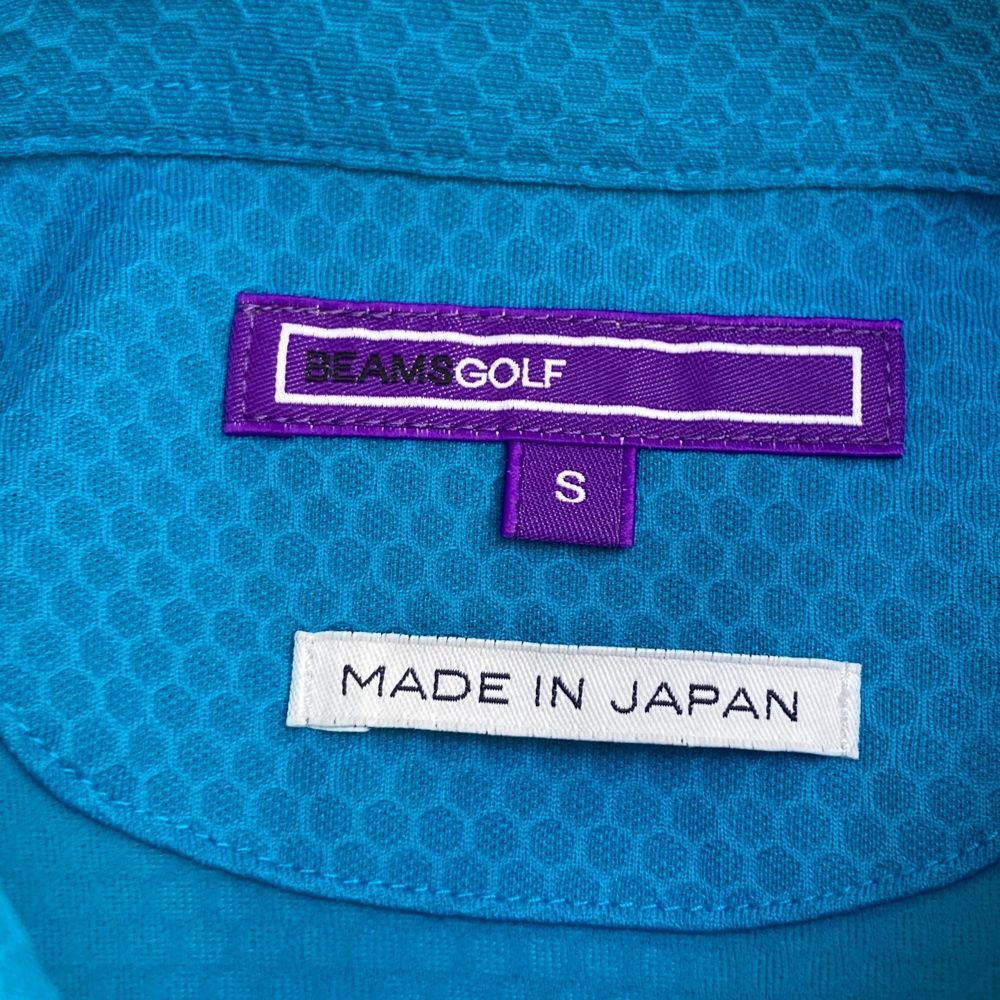 サイズ：S BEAMS GOLF ビームスゴルフ  半袖ポロシャツ 総柄 ブルー系 [240101487245] ゴルフウェア メンズ ストスト BEAMS GOLF ビームスゴルフ 半袖ポロシャツ 総柄 ブルー系