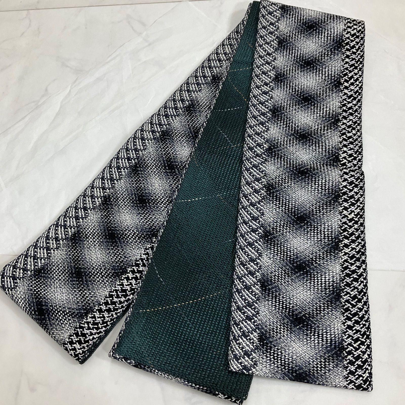 kimono one 同然 正絹 組織の素敵な半幅帯 リバーシブル 長尺 半幅帯半巾帯小袋帯 450 5㎝ 着物帯小紋普段着半幅帯単衣浴衣