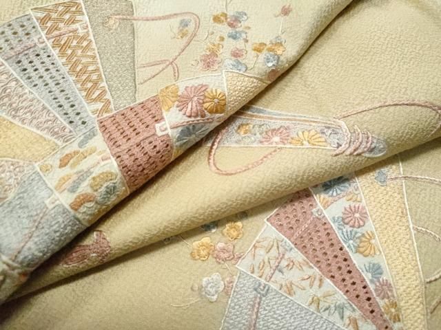 平和屋着物□中国三大刺繍 スワトウ刺繍 蘇州刺繍 総刺繍 色留袖 檜扇 