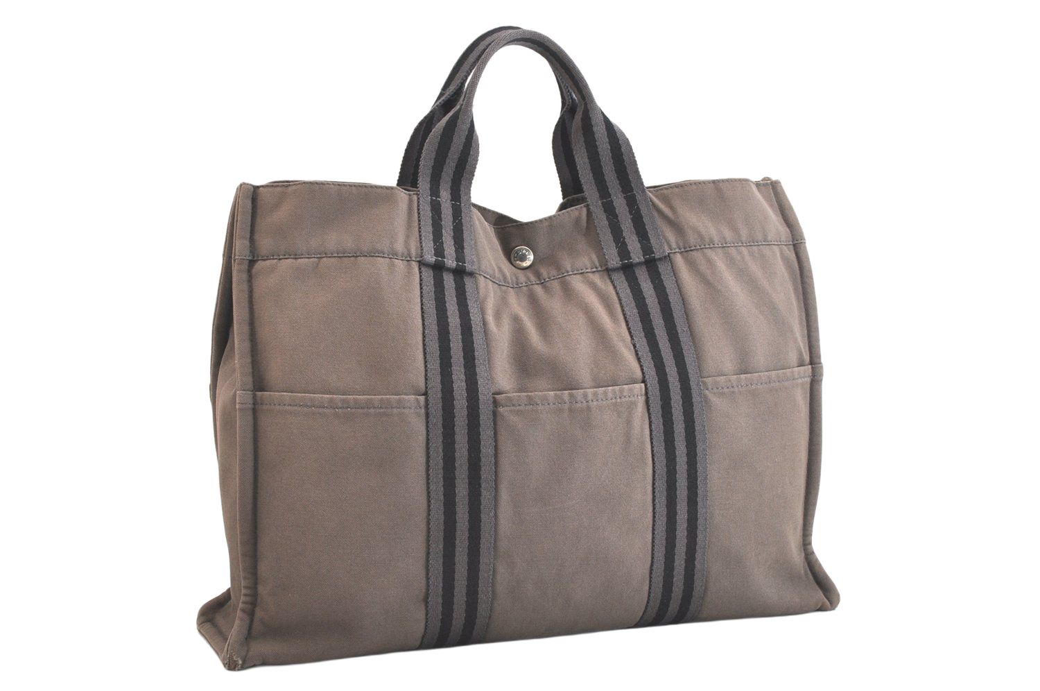 HERMES エルメス ヴィンテージ フールトゥ MM ハンドトートバッグ キャンバス グレー 2784N
