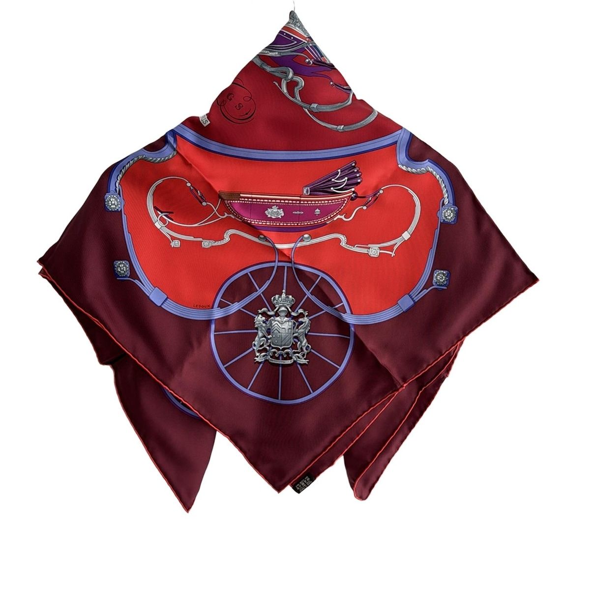 新製品情報も満載 HERMES(エルメス) スカーフ美品 カレ90 ボルドー×レッド×マルチ 小物