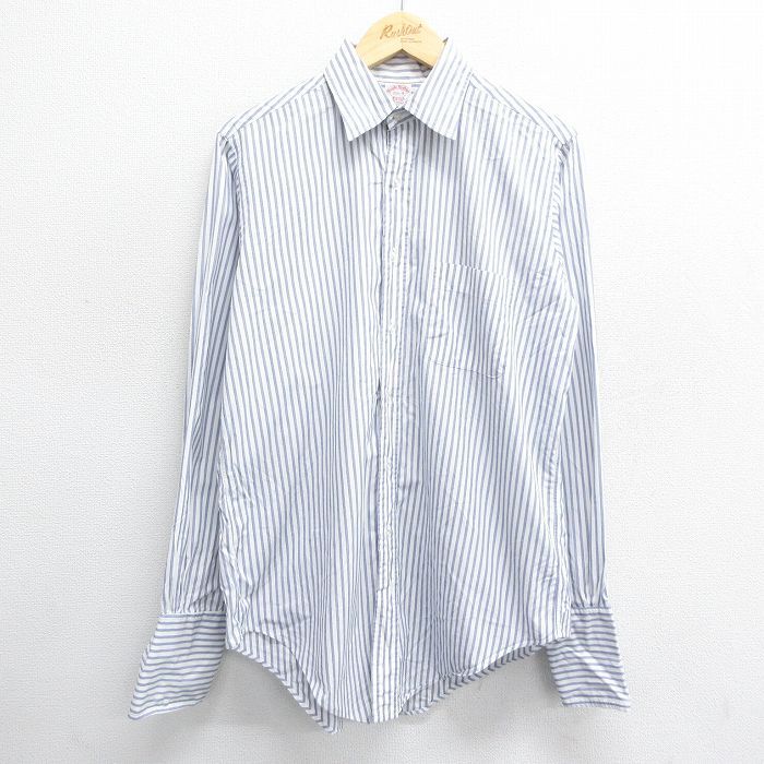 L/古着 ブルックスブラザーズ 長袖 ブランド シャツ メンズ 90s ロング丈 コットン 白他 ホワイト ストライプ 24oct03 中古 トップス