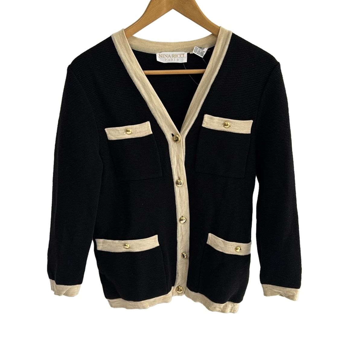 NINARICCI ニナリッチ カーディガン レディース - 黒×ベージュ 長袖