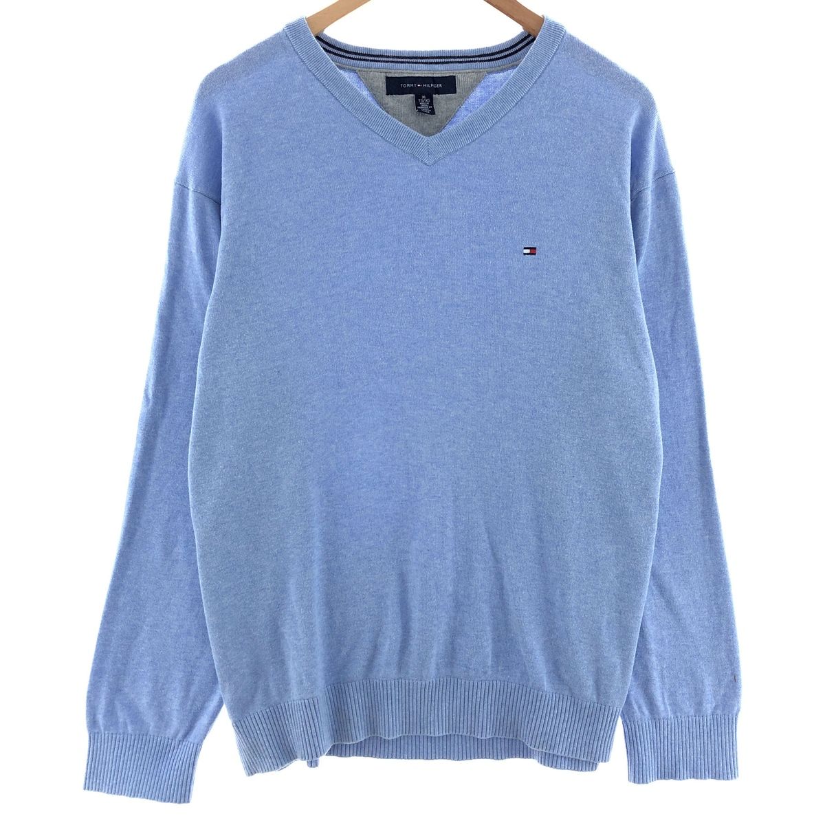 古着 トミーヒルフィガー TOMMY HILFIGER Vネック コットンニットセーター 中国製 XL メンズXL Vネック/eaa390391