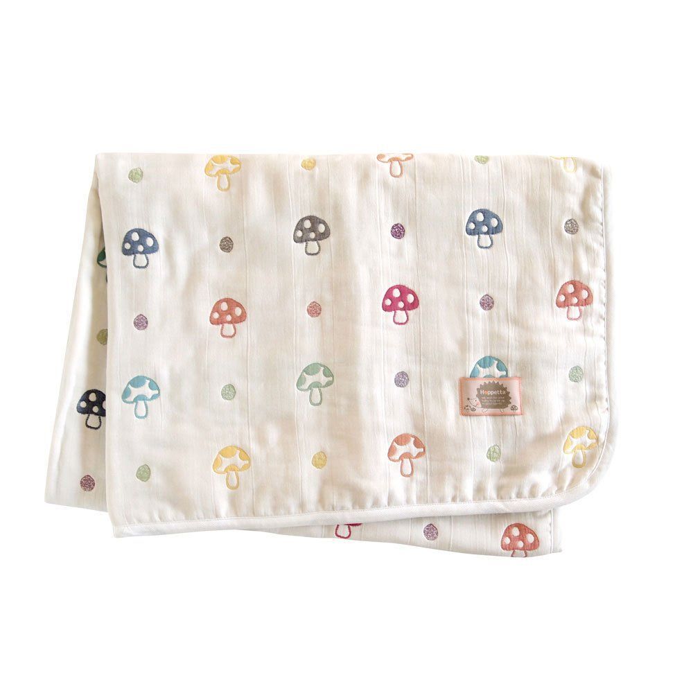 Color 1-1 Hoppetta champignon_Size LLサイズ x 1 _Style ふくふくガーゼ 6重ガーゼ ケット_PatternName 単品 10mois ディモワ - Hoppetta ふくふくガーゼ 6重ガーゼ ケット