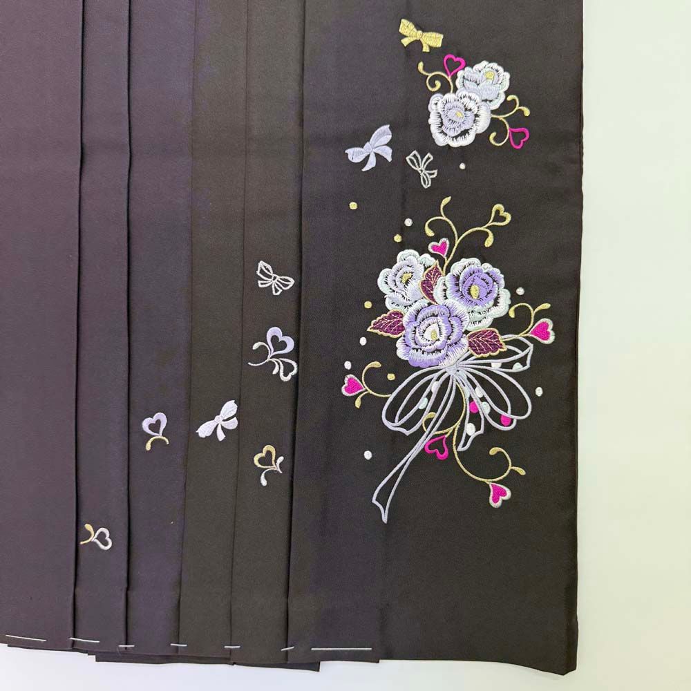 袴 L size 紐下丈95cm 行灯袴 卒業袴 女性用袴 ぼかし 刺繍 赤 エンジ 4721