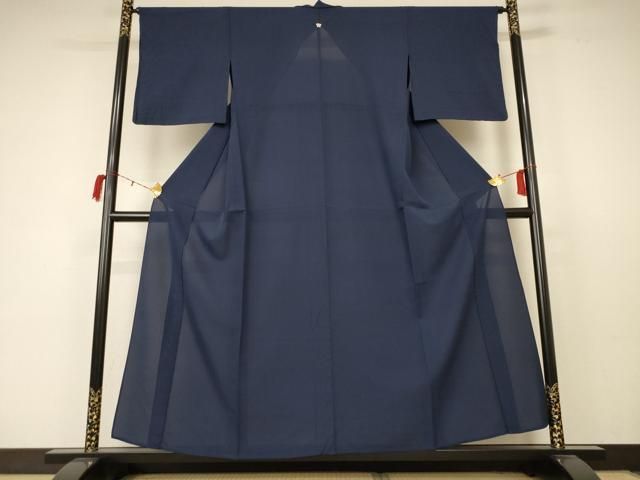 平和屋着物＊夏物 色無地 絽 藍鉄色 正絹 AABC3430jd