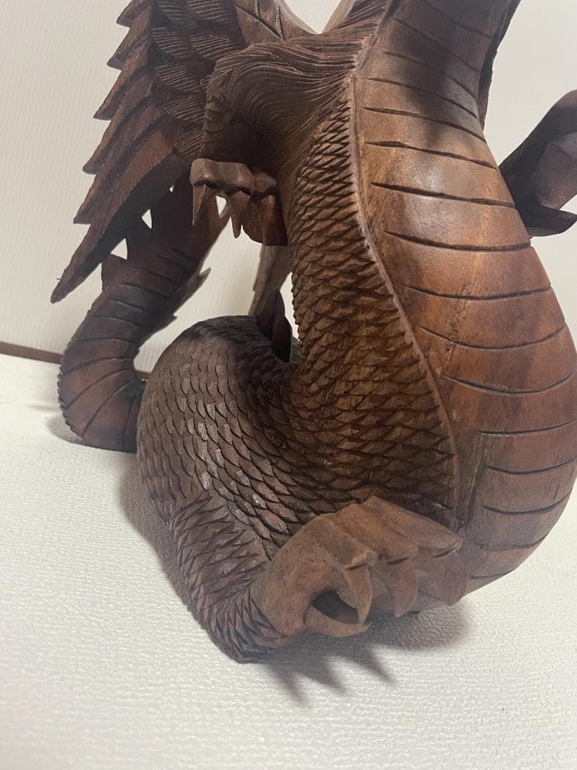 ナーガ 木製 ドラゴン 彫刻 工場 約35cm 05c19 ナーガ 木製 ドラゴン