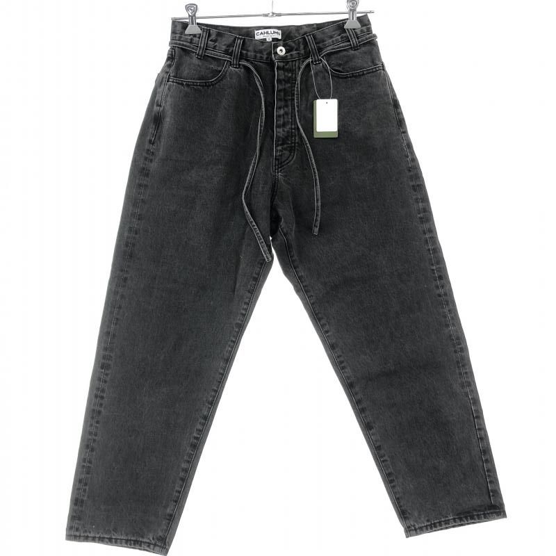 【中古】CAHLUMN Selvedge Denim Pant straight デニムパンツ M ブラック カウラム[10]