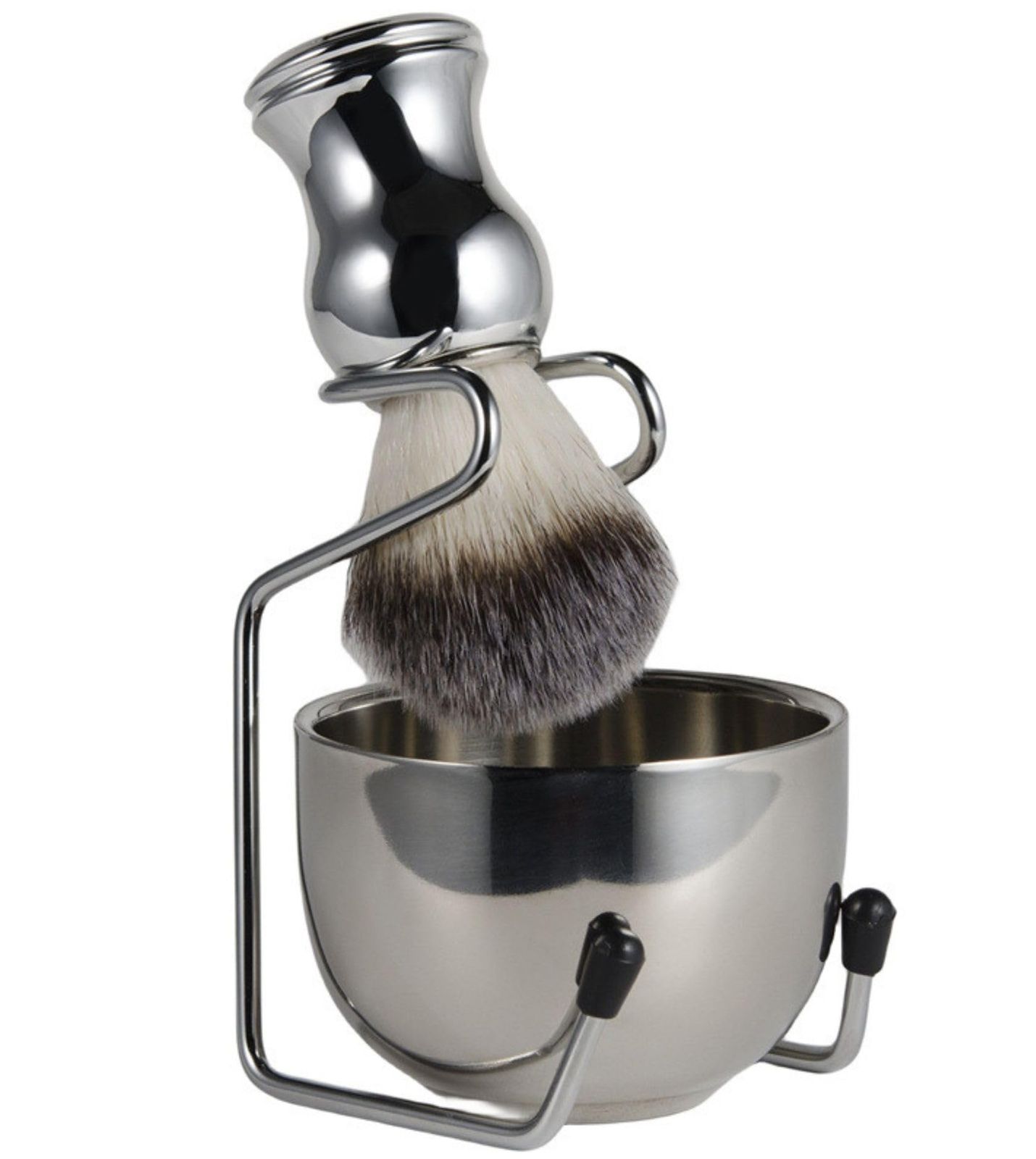 新品 cobalt planet シェービングブラシセット においの無いナイロン毛 ブラシ スタンド 石鹸ボウル 3点セット メンズ 髭剃り (鏡面仕上げ 3点セット)