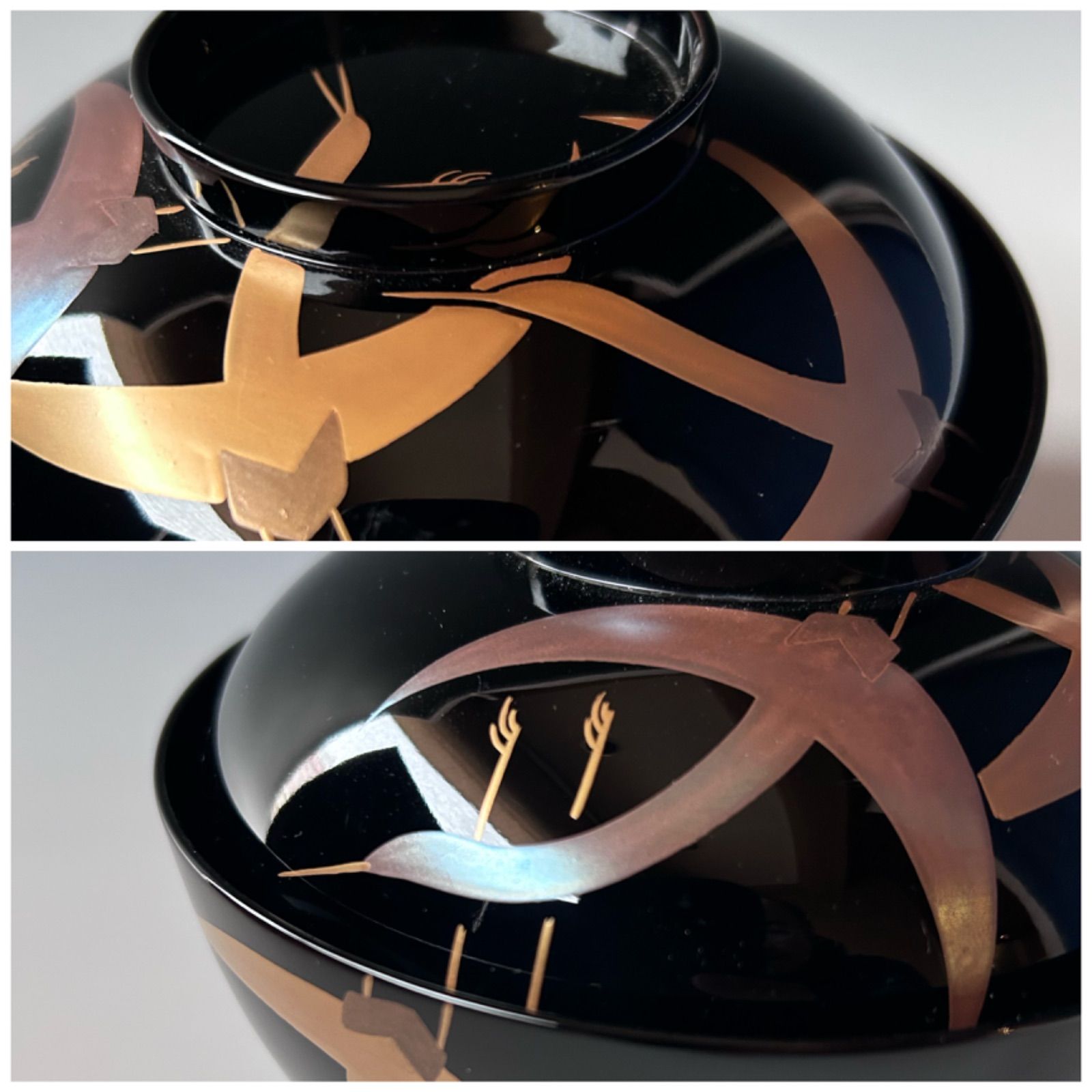 煮物椀　琳派　鶴蒔絵　五客組　静寛　共箱　山中塗　懐石　漆器　正月　初釜　茶道具 煮物椀琳派鶴蒔絵五客組静寛共箱山中塗懐石漆器正月初釜茶道具