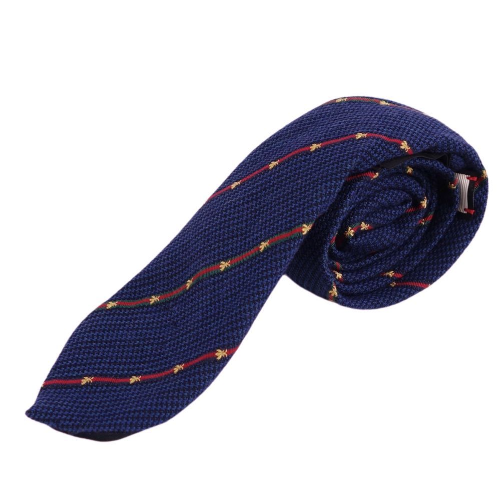 美品 グッチ GUCCI ネクタイ シェリーライン シルク ウール メンズ