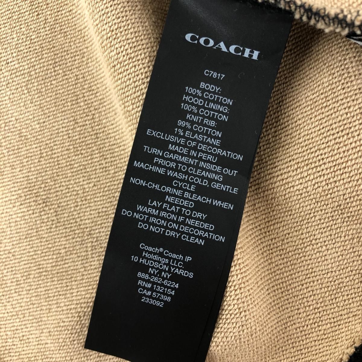 【未使用】COACH ジップパーカー シグネチャー C7817 フーテッド XL 良好 COACH コーチ ジップアップ パーカー サイズ:L C7817
