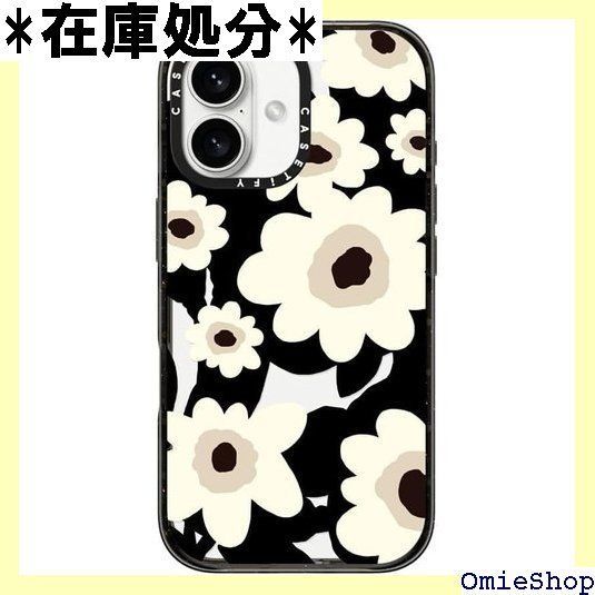 CASETiFY インパクト iPhone 16 ケース スリム 2.5mの落下試験をクリア MIL規格4倍相当 ワイヤレス充電に対応 - Flowers - クリア ブラック 308