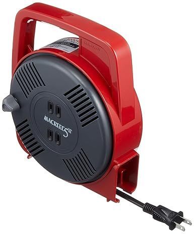 【在庫処分】ハタヤ (HATAYA) コードリール 屋内用 ホームリール 100V型 手動巻 5m 温度センサー内蔵 (電線溶解防止機能) コンセント2個 コンパクト 家庭用 ギフト用 マックリール MS-5-R レッド