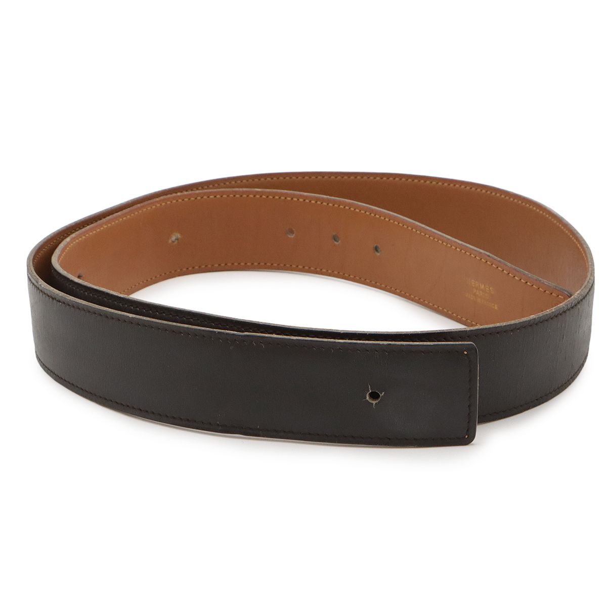 に*た様 美品　HERMES レザーベルト ブラウン/ブラック HERMES エルメス ベルト リバーシブル レザー ダークブラウン 茶