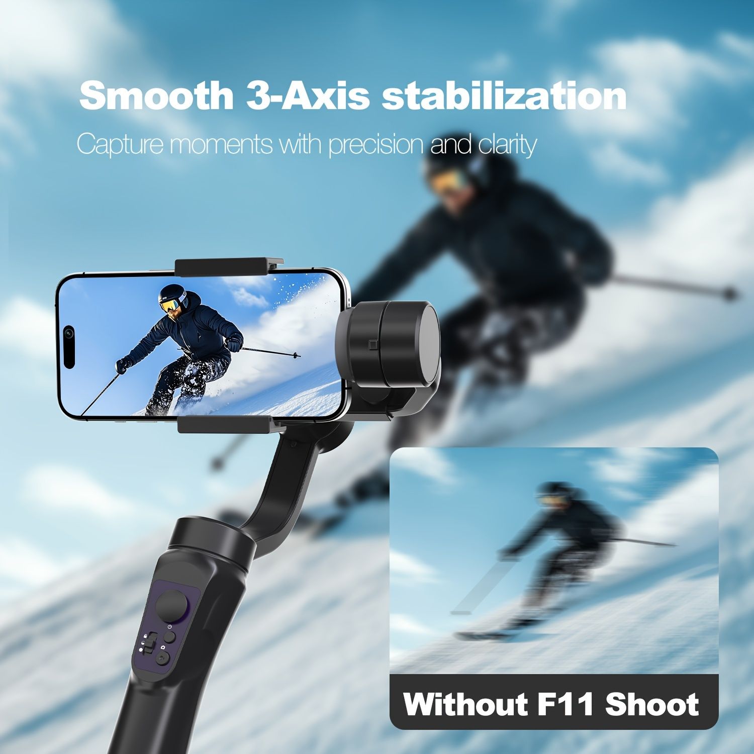 スマートフォン用ハンドヘルドギンバルスタビライザー 3軸セルフィースティック プラスチック製 バッテリー駆動 2500mAh ワイヤレス 充電式リチウムバッテリー付き Vログやビデオ録画用