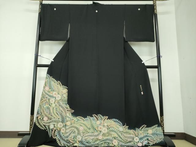 平和屋着物●越後十日町の一流染匠　桐屋・翠山工房　黒留袖　絞り　辻が花　暈し染め　金彩　正絹　逸品　DAAX4270ps 平和屋着物○越後十日町の一流染匠 桐屋・翠山工房 黒留袖 絞り 辻が花