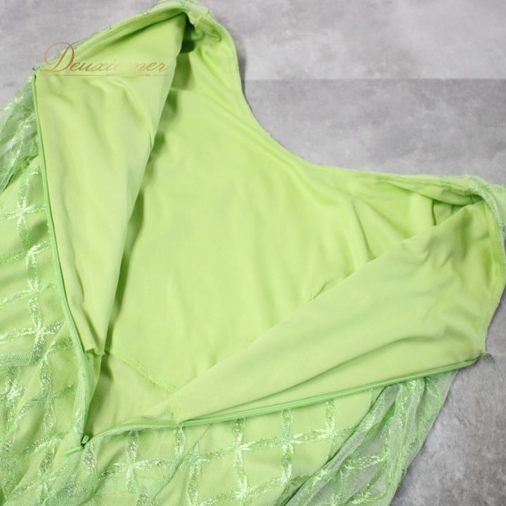 社交ダンス 衣装 ドレス ワンピース レッスンウェア パーティ衣装 女性用 レディース オールシーズン Leirena レイリーナ 黄緑 グリーン系 ラインストーン チョーカー 軽量 フォーマル ステージ衣装 上品 おしゃれ ダンスウェア WWW_USTAUSTRALIA_COM_AU