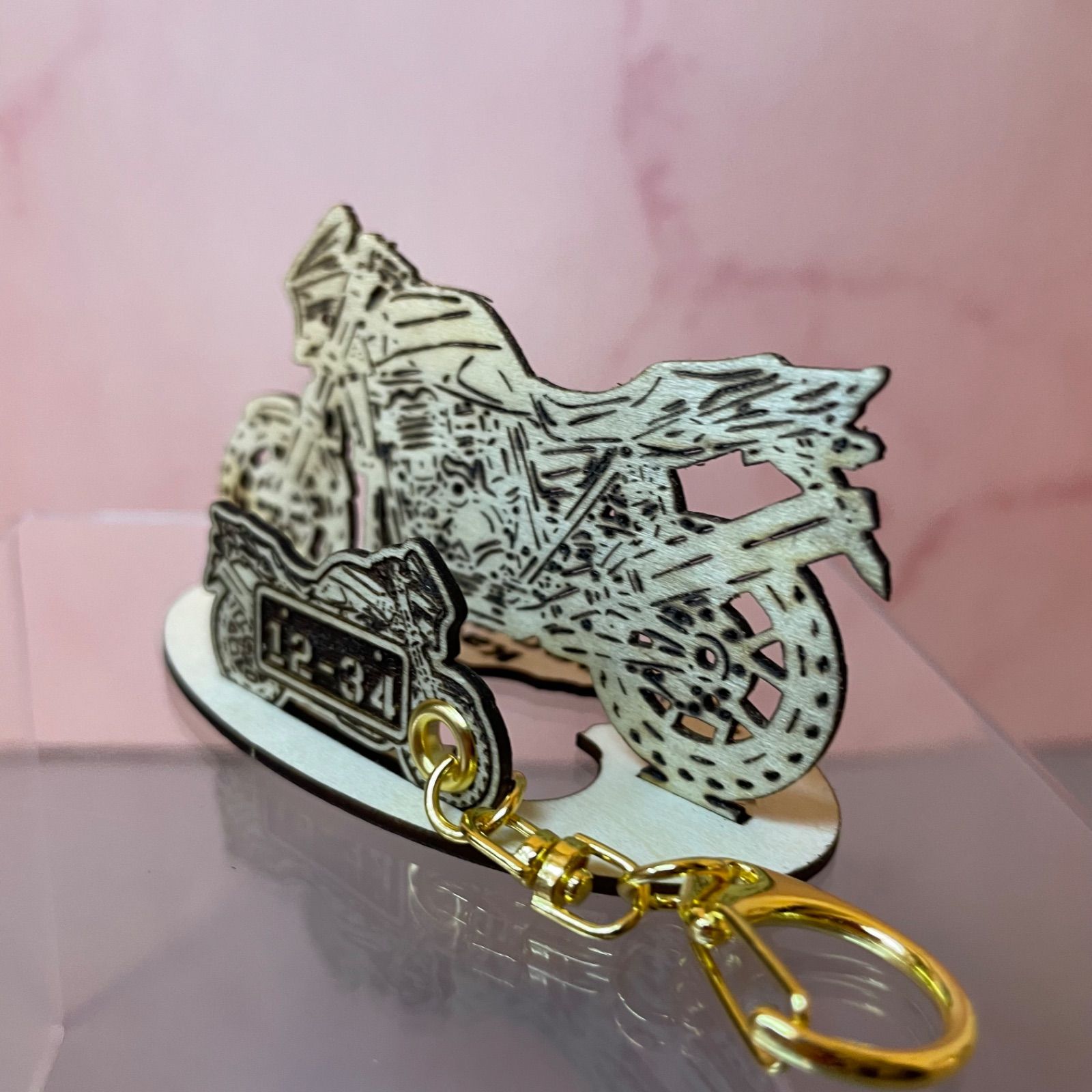 バイク カワサキ ZXR1200 DAEG 模型 木製 フィギュア スタンド