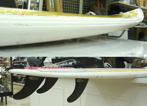 現状品 SURFTECH/サーフテック サーフボード 全長約188cm タフライト モールド系ボード サーフィン リペア痕有 フィン付 SURFTECH/サーフテック サーフボード 全長約188cm タフライト モールド