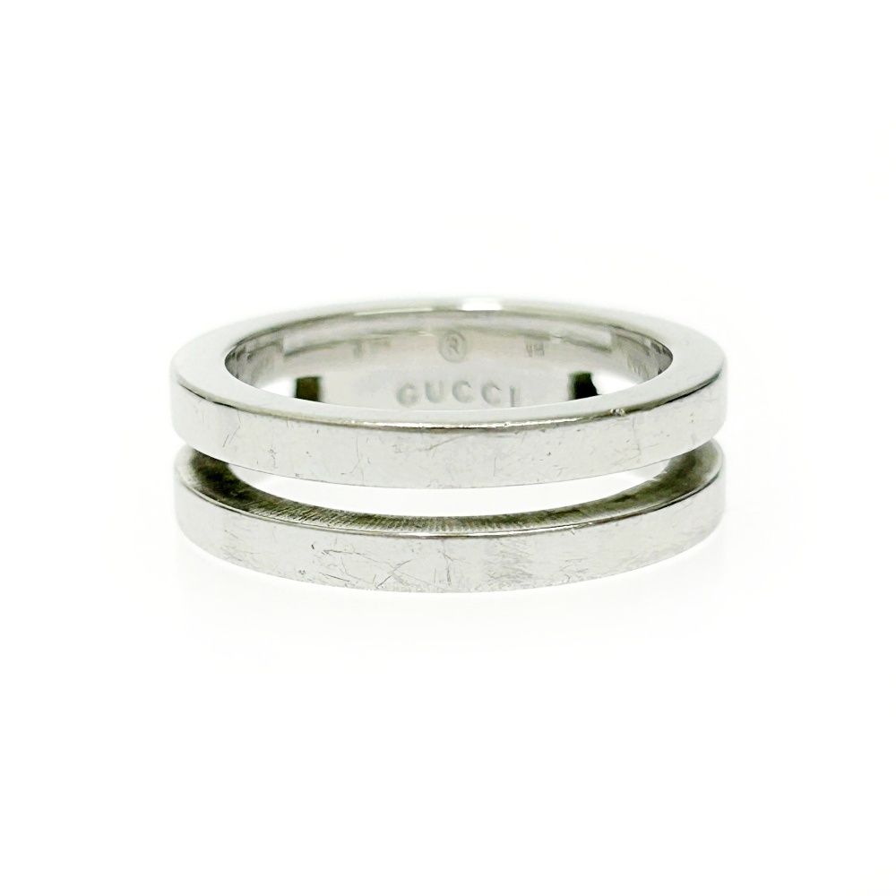 き GUCCI グッチ シルバー ロゴ ダブルライン リング 5.6g 925刻印 415164 リング 指輪