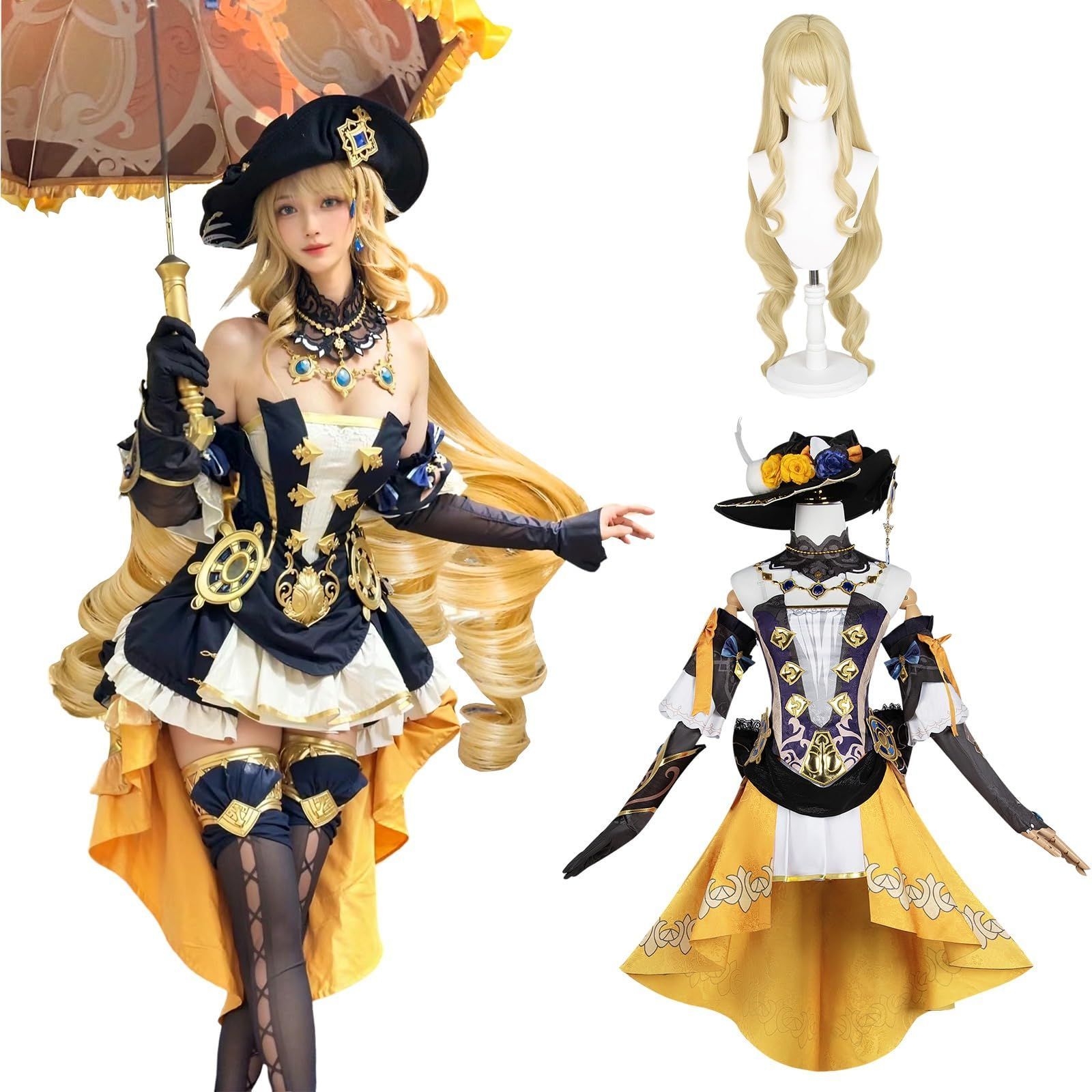 。*様 原神 ナヴィア コスプレ フルセット ウィッグ付き 新発売 高品質 五次元 高品質 ナヴィア コスプレ ウィッグ付き 棘薔薇