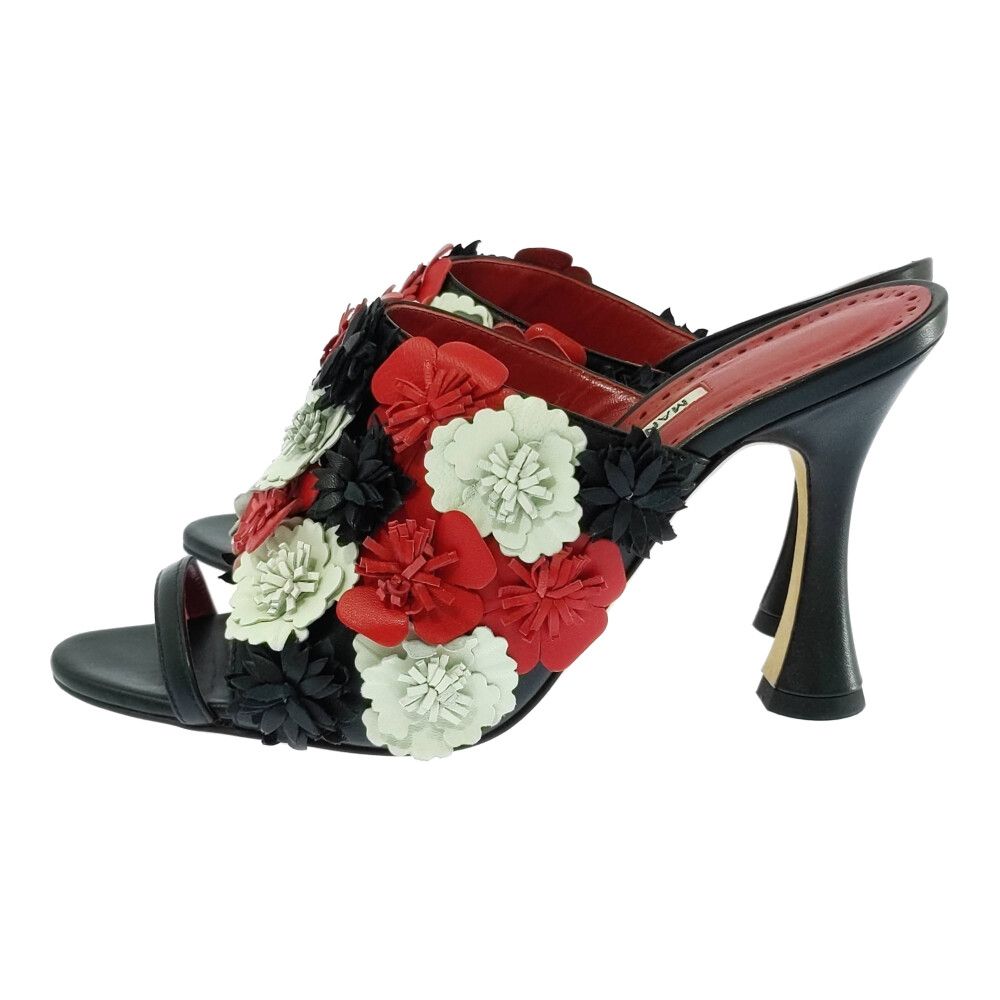 Manolo Blahnik マノロブラニク フラワー ミュール サンダル