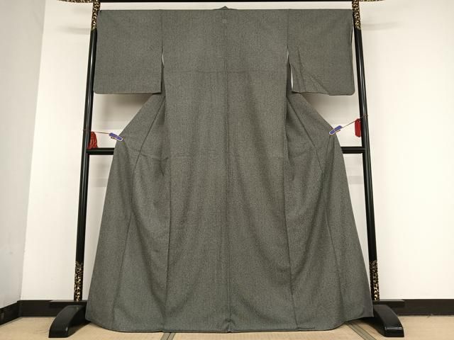 平和屋着物●江戸小紋　万筋　黒色×白色　洗える着物　未使用　AAAU0064np 平和屋着物○江戸小紋 万筋 黒色×白色 洗える着物 未使用 AAAU0064np