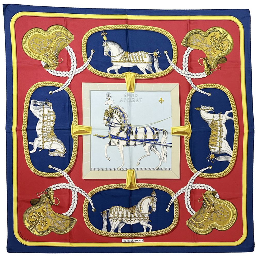 エルメス スカーフ カレ 90 GRAND APPARAT 盛装の馬 HERMES エルメス カレ90 GRAND APPARAT 盛装の馬 シルクスカーフ