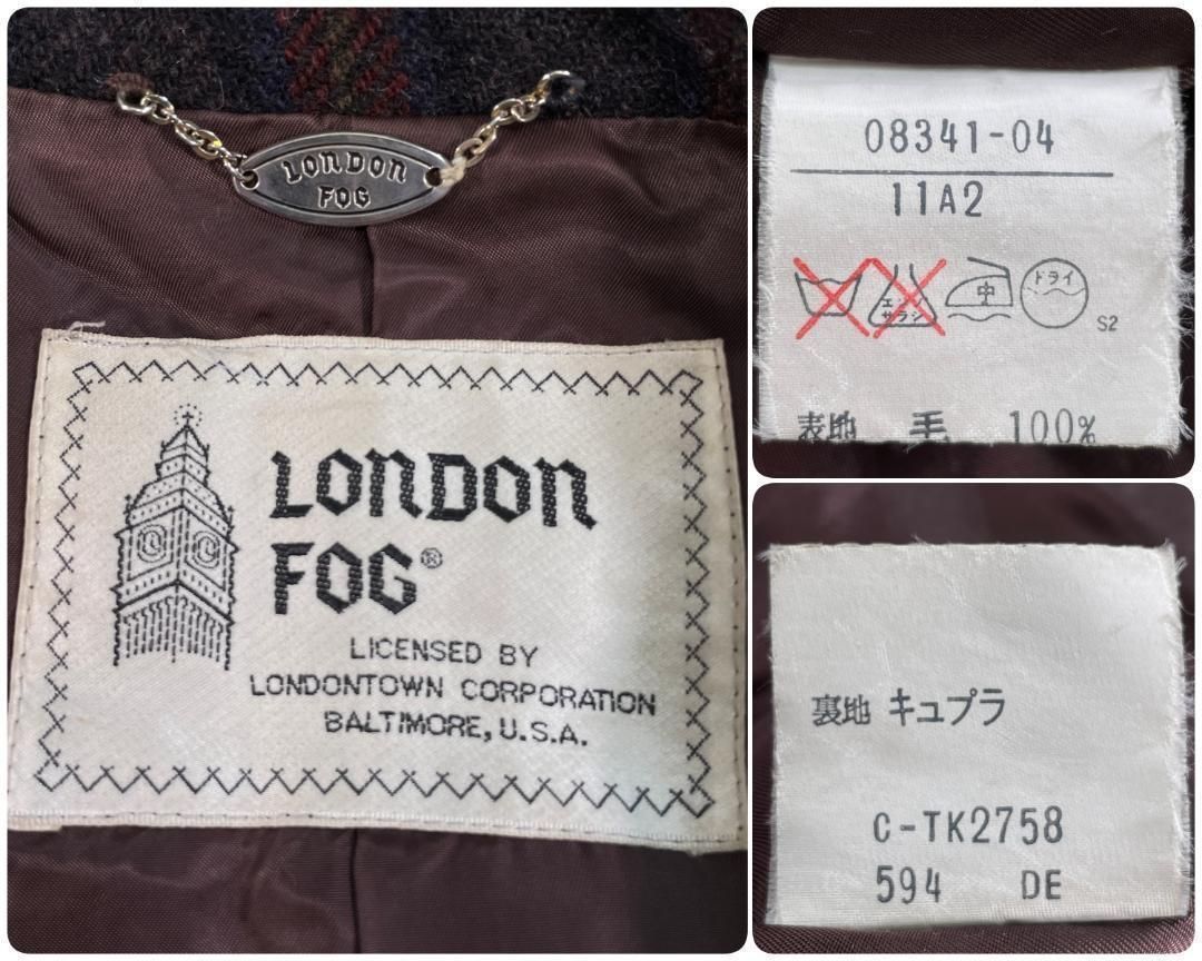 希少✨ LONDONFOG 90s ウールコート ビンテージ ダブル ストライプ ロンドンフォグ 11A2