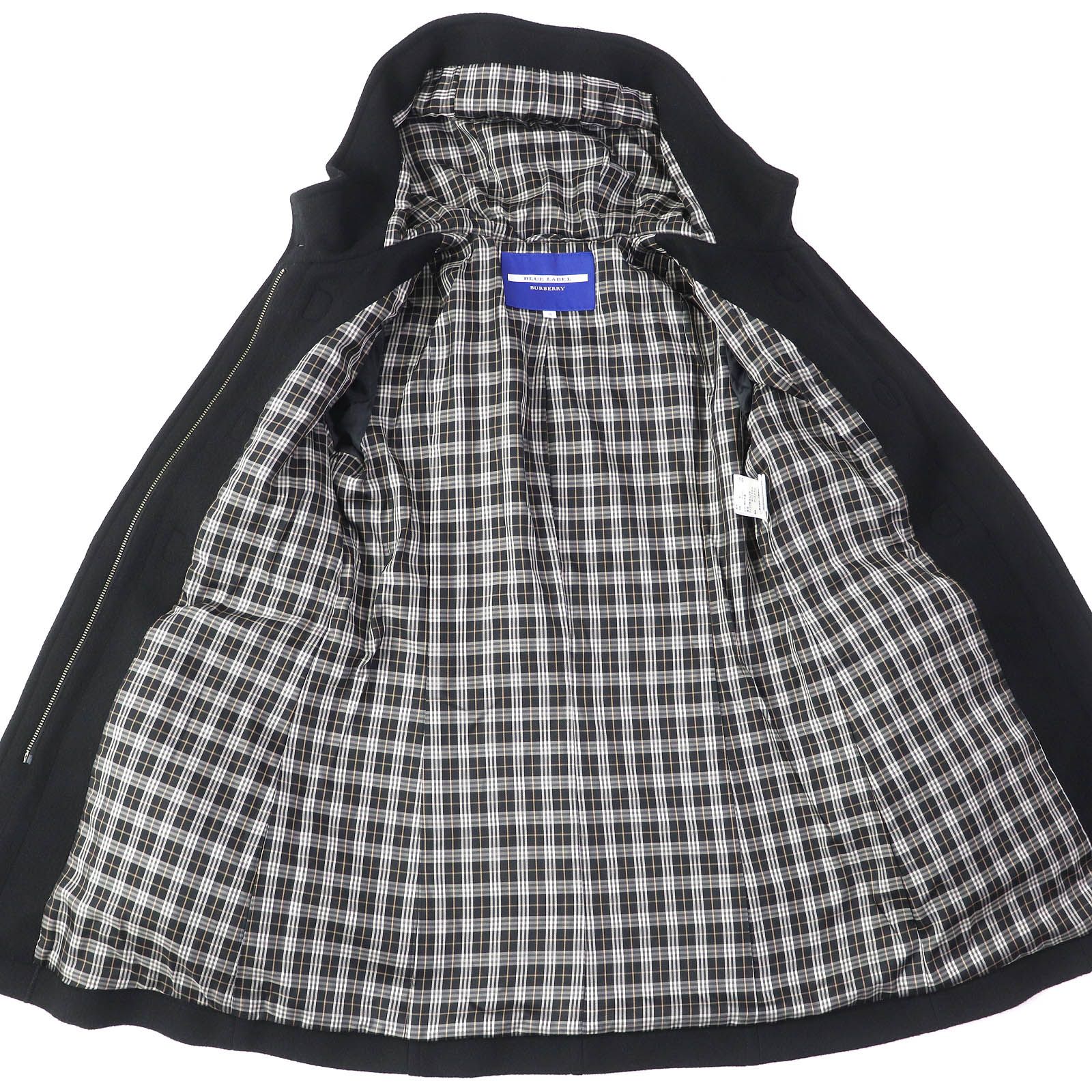 【美極品✨】バーバリーブルーレーベル　ダッフルコート　ノバチェック　グレー 美極品✨】バーバリーブルーレーベル ダッフルコート ノバ